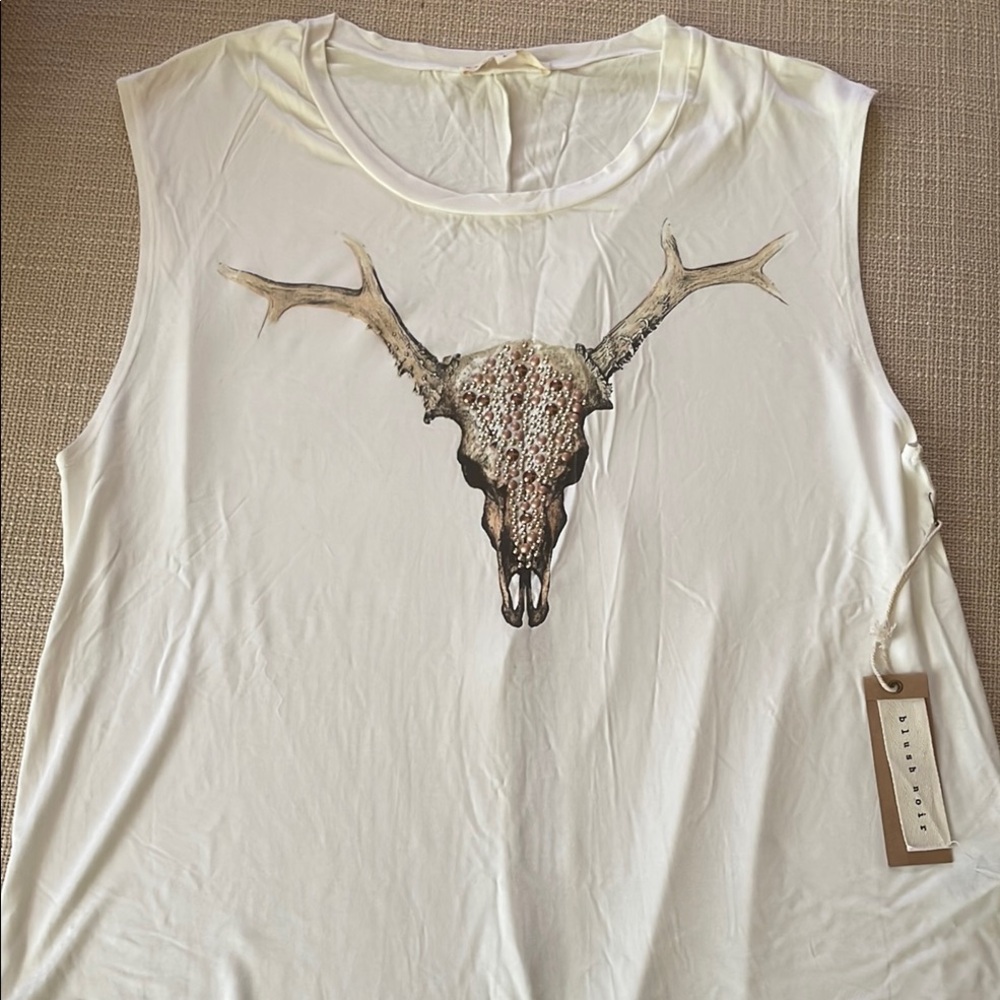 White Skull Print Tank Top